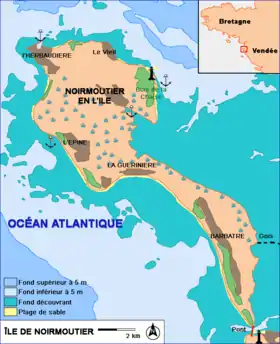 Plan de l'île de Noirmoutier.