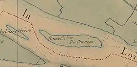 L'île Thérèse sur la carte de Cassini.