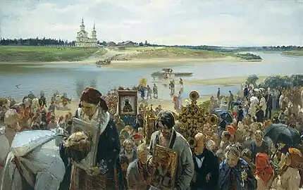 La Procession de Pâques au bord de la Louza par Prianichnikov (1893)