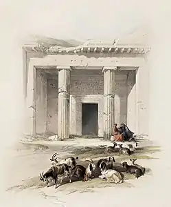 Tombe du nomarque Khnoumhotep II. Beni Hassan. Illustration David Roberts (1796-1864 de l'ère actuelle)