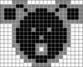 Dilatation par un carré 3x3 : les pixels noirs et gris font partie de l'ensemble résultant.