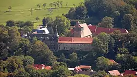 Vue d'ensemble de l'abbaye d'Ilsenburg (en bas à gauche, le château).