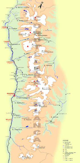 Carte de la cordillère Blanche.