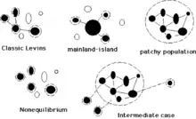 Les différents types de métapopulations.