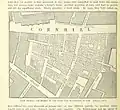 Plan montrant l'étendue du grand incendie à Cornhill en 1748