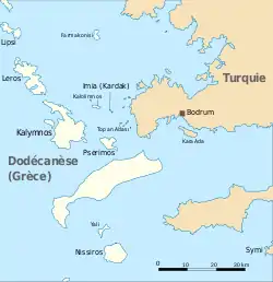 Carte des îles entourant Kalymnos