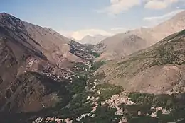 Vue du village d’Imlil, à 1 800 m d'altitude, surnommé le « Chamonix marocain ».