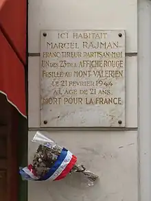 Plaque commémorative de Marcel Rayman.