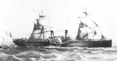 Impératrice Eugénie, lancé en 1864, premier  paquebot transatlantique construit en France et premier navire issu de la construction navale à Saint-Nazaire
