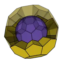 De l'extérieur, le centre de la bombe ressemble à un ballon de football avec plusieurs couches. La couche extérieure est composée de lentilles explosives qui, lorsqu'elle détonnent, provoquent une compression uniforme de la boule de plutonium qu'elle enserre.