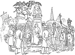 Caricature de 1903 à propos de l'inauguration de la statue.