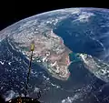 L'Inde et le Sri Lanka vus depuis la capsule le 14 septembre 1966.