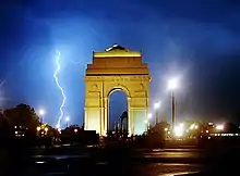 Lightning strikes near India Gate, New Delhi