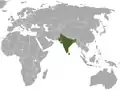 Aire de répartition du Lièvre indien