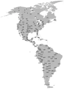 Carte géographique du continent américain