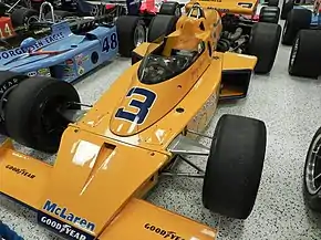 La McLaren M16D-Offenhauser victorieuse de l'Indy 500 en 1974;