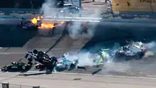 Photo de l'accident de Las Vegas où Dan Wheldon trouve la mort, le 16 octobre 2011