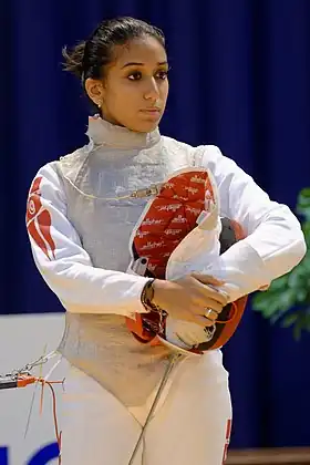 Inès Boubakri à la coupe du monde de fleuret féminin 2014.