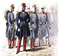 Infanterie de ligne, officier, sous-officier et soldats
