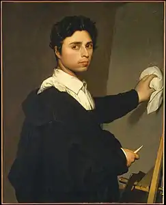 Copie de l'autoportrait à vingt-quatre ans attribuée à madame Gustave Hequet avec des retouches par Ingres, avant 1851 Metropolitan Museum of Art.