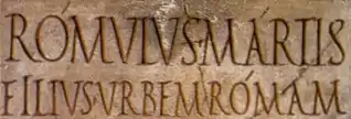 Détail d'une inscription latine avec apex