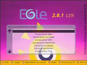 Menu d'installation EOLE 2.8.1