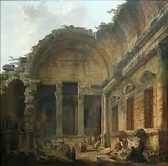 Intérieur du Temple de Diane à Nîmes, par Hubert Robert (1786), Musée du Louvre.