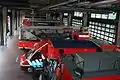 L'intérieur du garage principal de la caserne de l'Héliport des pompiers de Bruxelles.