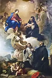 La Vierge,  et les jésuites : Saints Stanislas Kostka, Louis de Gonzague et François Borgia