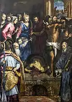 Martyre de Jean le Baptiste avec saint Lanfranc Beccari et saint Libère