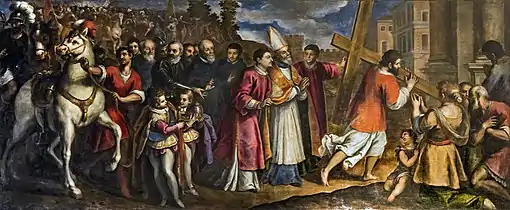 Peinture représentant Héraclius ramenant la Vraie Croix