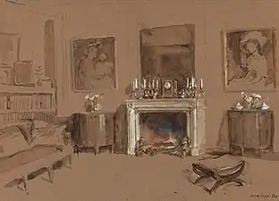 Intérieur avec cheminée.