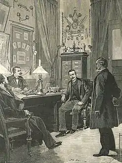 Interrogatoire dans le cabinet du chef de la Sûreté (1892).