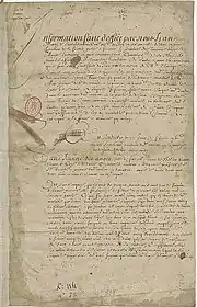 Texte manuscrit à l'encre noire, partiellement effacée et de lisibilité ardue sur papier jauni