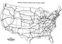 Carte de l'Interstate Highway System de septembre 1955