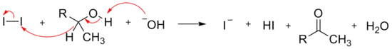 exemple d'oxydation d'alcool secondaire par action du diiode en milieu basique