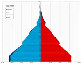 Pyramide des âges de l'Irak en 2020