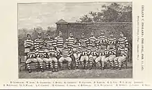 La première équipe d'Irlande en 1875, pour son match face à l'Angleterre;