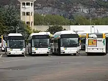 Plusieurs bus au dépôt, à Chambéry.