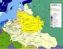 Polen-Litauen 1619: Duché de Livonie (dunkelgrau)