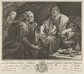 Isaac bénissant Jacob, feuille: 31 × 35,8 cm, Metropolitan Museum of Art, New York .