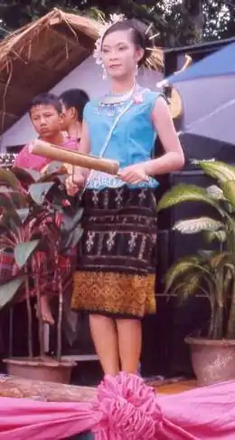 Jeune fille isan du nord-est de la Thaïlande en (sinh) sarong