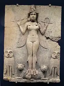 La « reine de la nuit » relief babylonien de la déesse Ishtar, Irak, vers -1790. Salle 56.