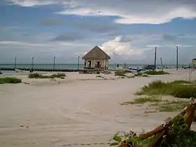 Vue d'une plage de Holbox en juin 2008.