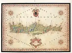 Carte de la Crète : Isola di Candia a' Creta de Francesco Basilicata - 1618.