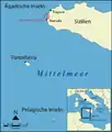 Situation de Motyé, au large de la côte occidentale de la Sicile