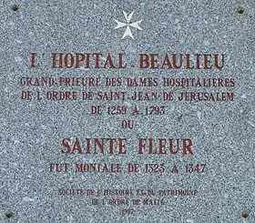 Plaque de l'Hôpital-Beaulieu.