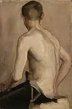 Nikolai Triik (1884‒1940), Nu masculin assis, vers 1905. Toile, huile.