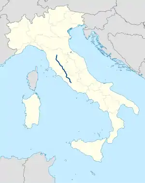 Parcours de la route sur une carte de l'Italie