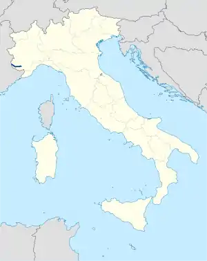 Parcours de la route sur une carte de l'Italie